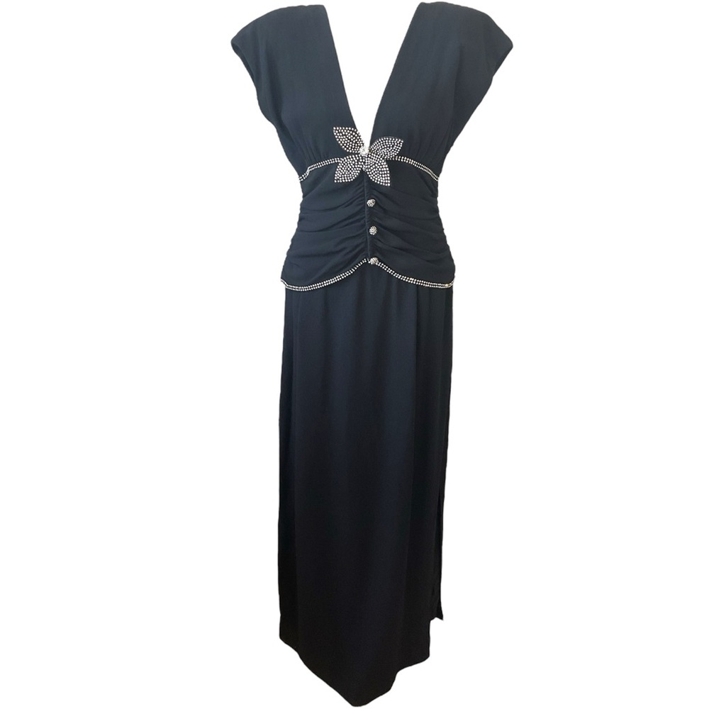 Vintage Carolyne Roehm Rhinestone Black Gown Size 12